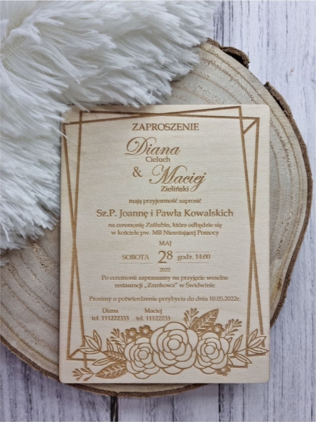 Zaproszenie na Ślub sklejka 2 MegaPrezencik.pl