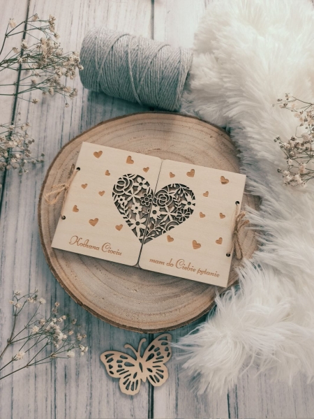 Prośba dla Chrzestnych. Spersonalizowana ażurowa kartka ze sklejki zestaw  MegaPrezencik